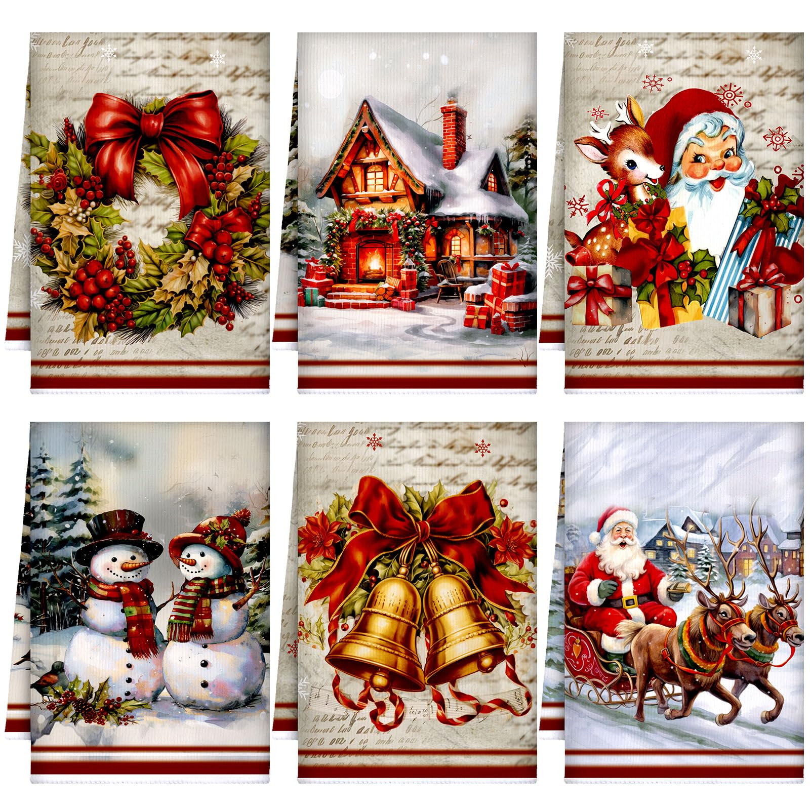 Geyoga toallas de cocina Navidad con Santa: decorativas y absorbentes para la cocina.