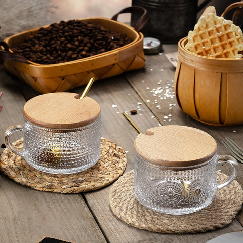 Gezzeny: tapa de madera para taza de vidrio, ayuda a conservar la temperatura.