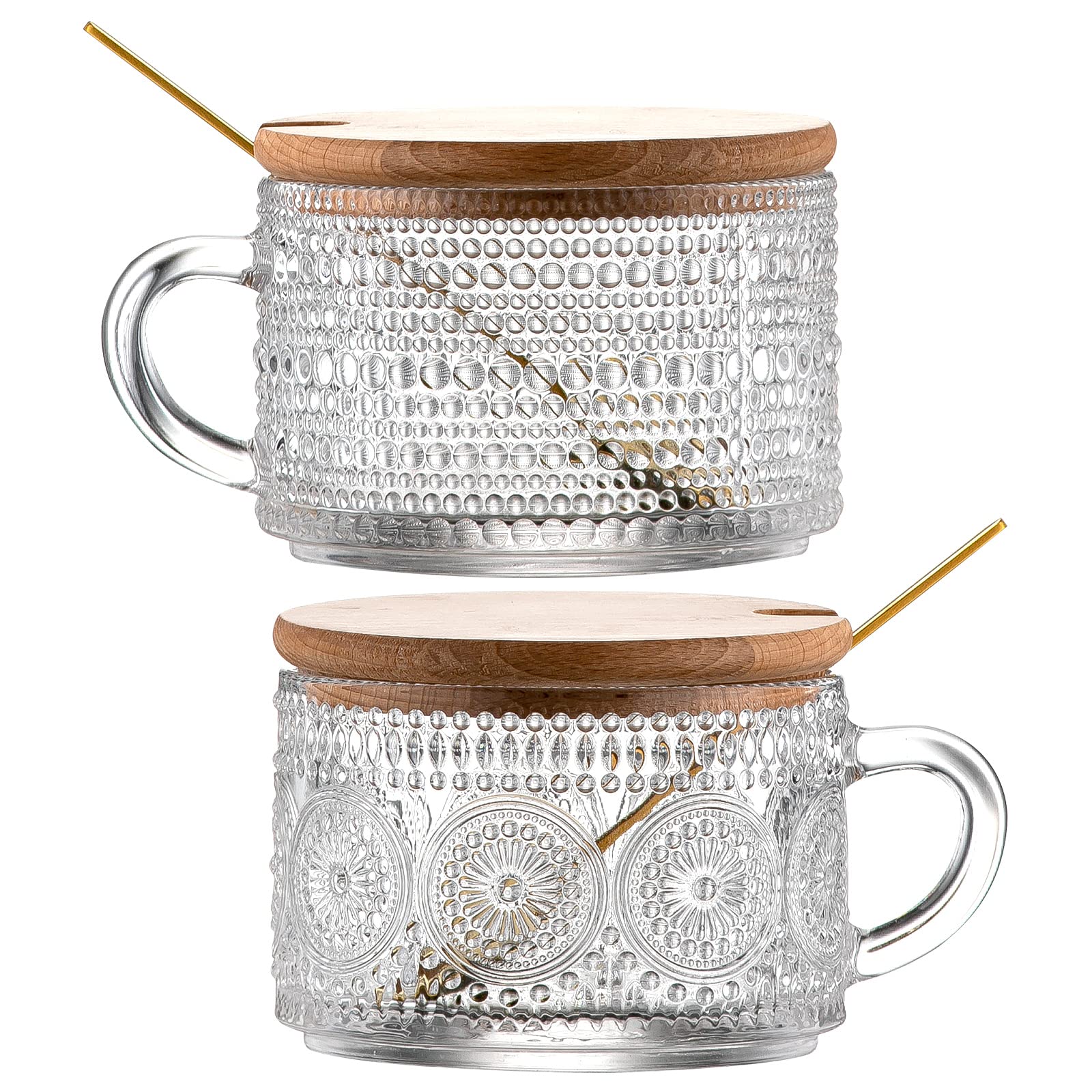 Gezzeny: taza de vidrio vintage flor de girasol, ideal para cappuccino caliente.