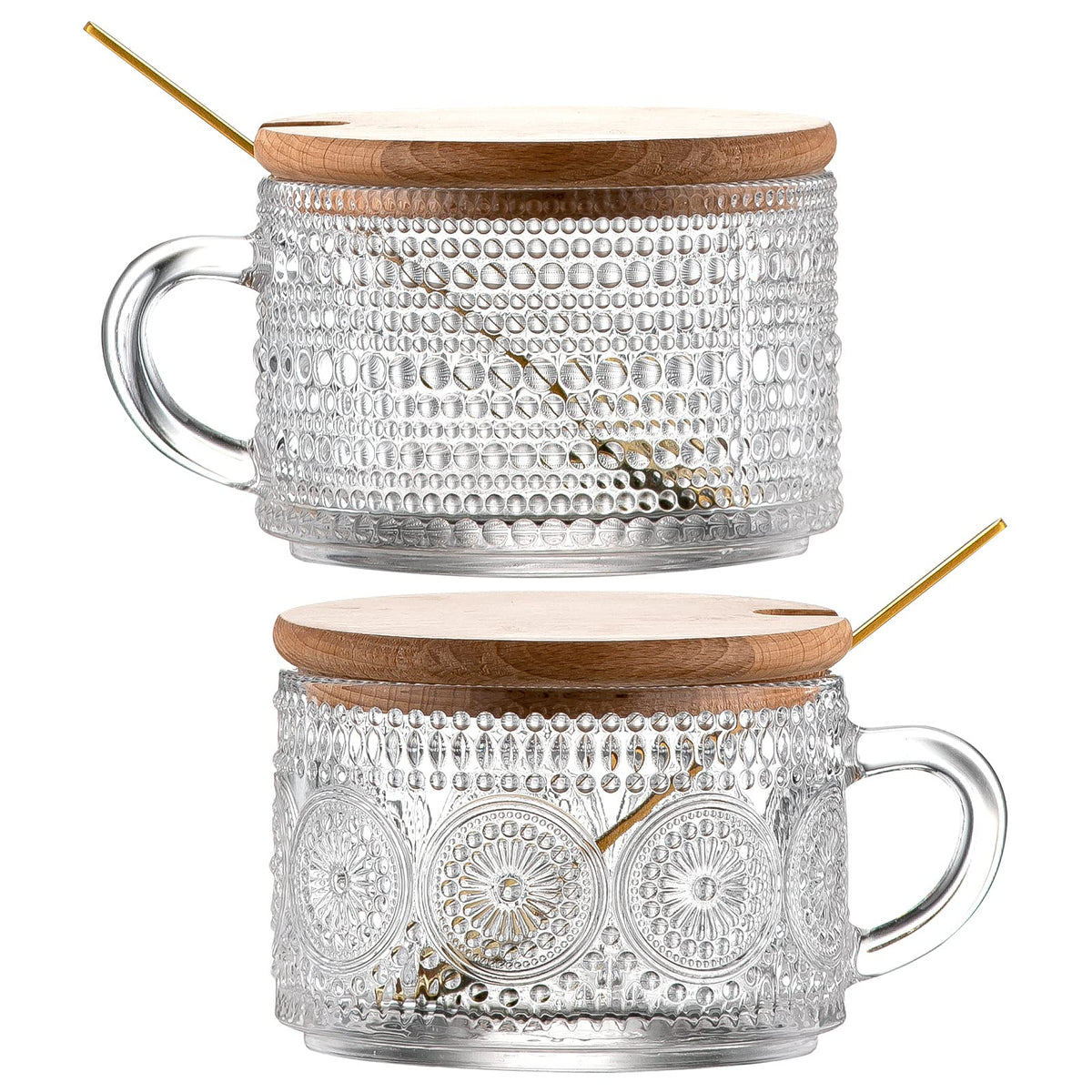 Gezzeny: taza de vidrio vintage flor de girasol, ideal para cappuccino caliente.