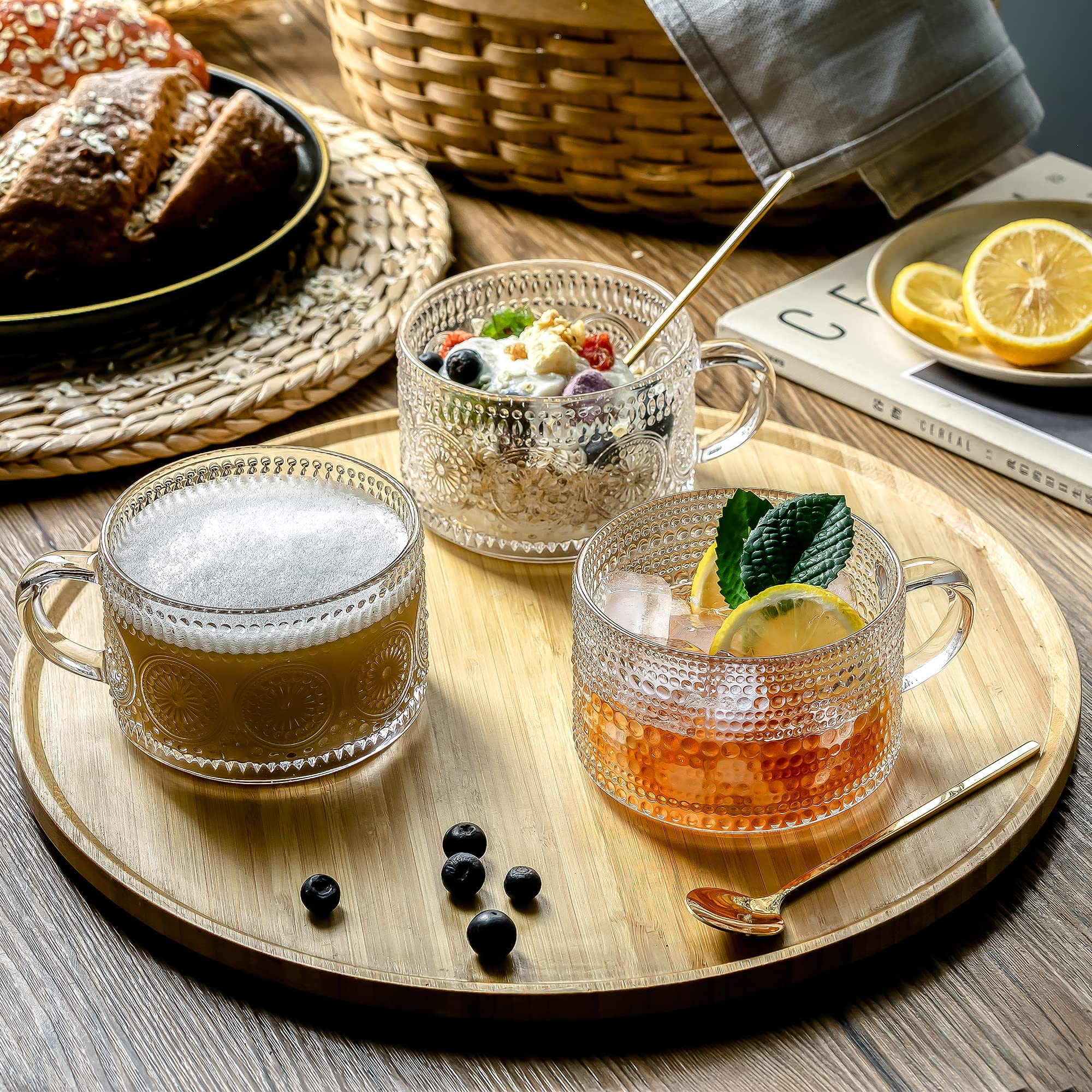 Gezzeny: taza de vidrio vintage gotas de lluvia, perfecta para té o café.