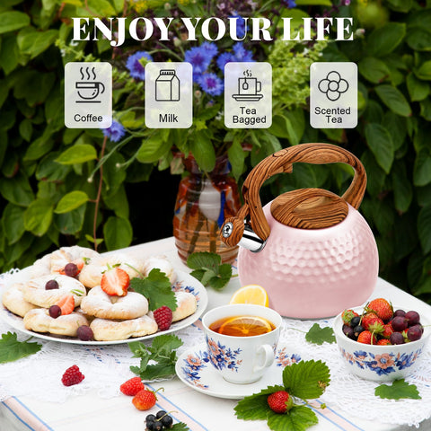 Hervidor GGC rosa con diseño diamante, aporta estilo a la cocina.