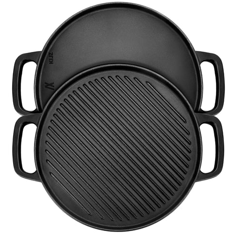 GGC plancha de hierro forjado reversible de 12 pulgadas, lado liso para hamburguesas.