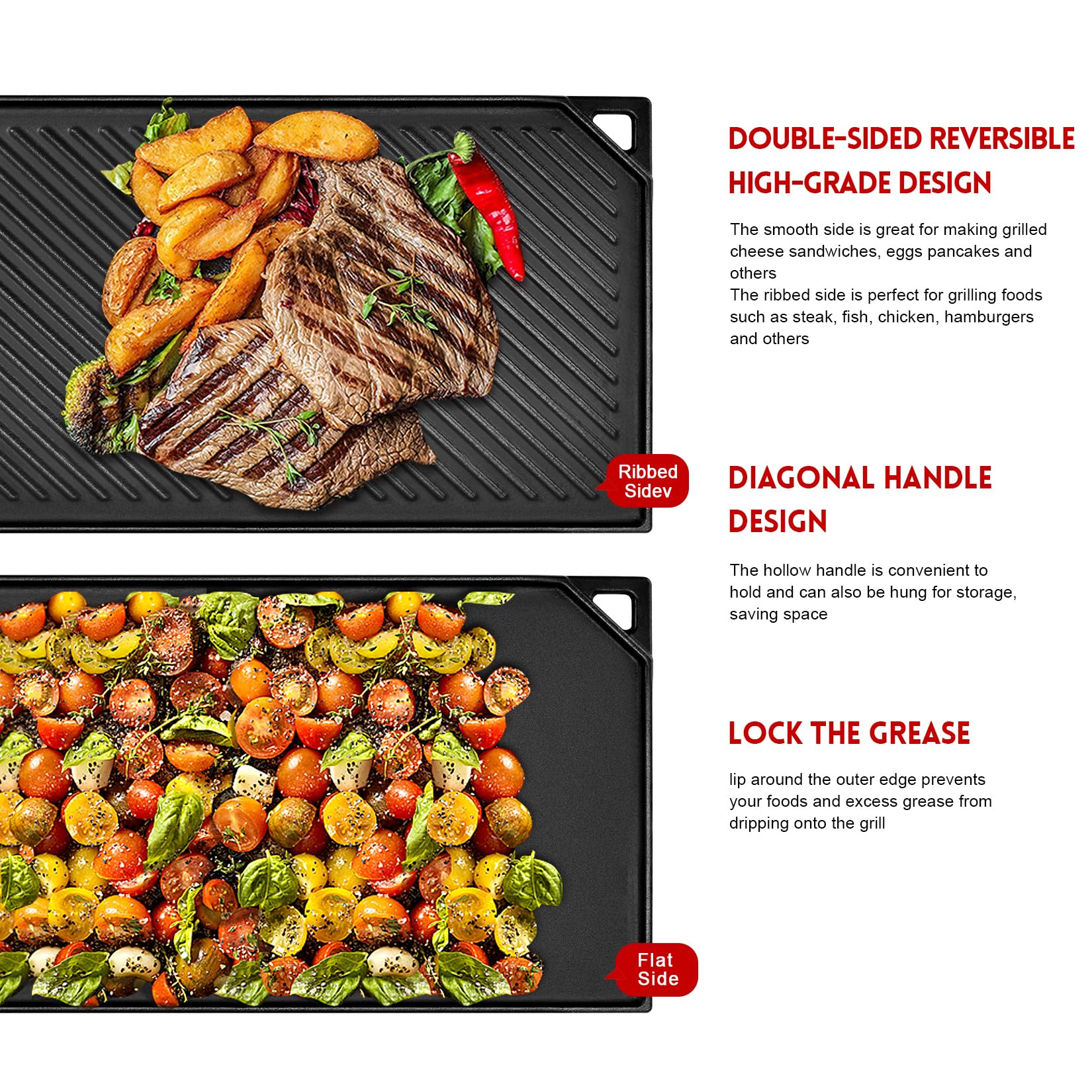GGC Plancha reversible: cara plana para panqueques y desayunos