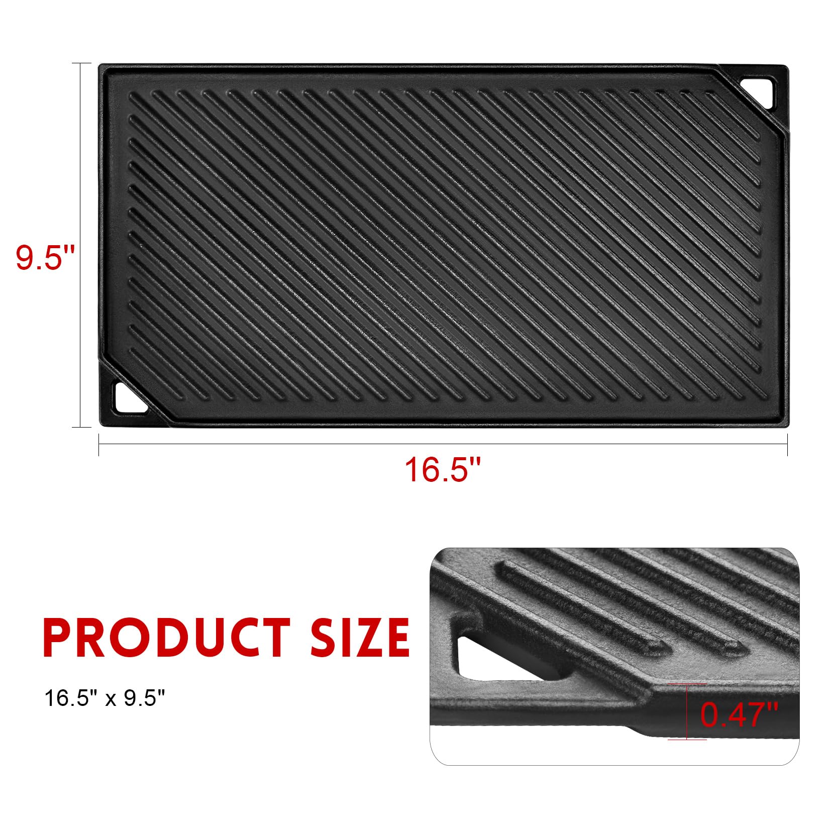 GGC Plancha reversible: cara ribada para asados y marcas de parrilla