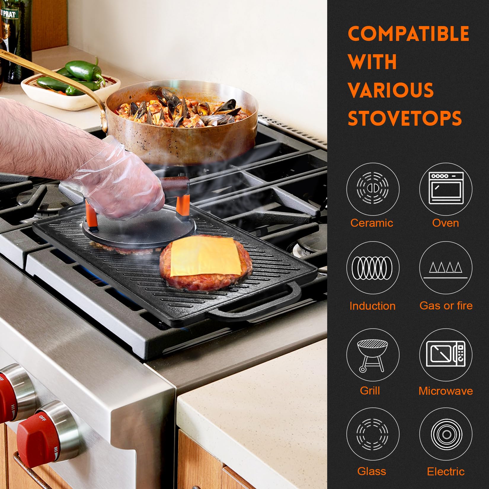 Sartén GGC reparte calor de forma uniforme para carnes y verduras.