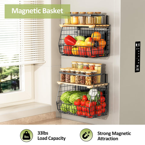 GGIU canasta de fruta magnética para frigorífico, mantiene frutas y verduras al alcance.