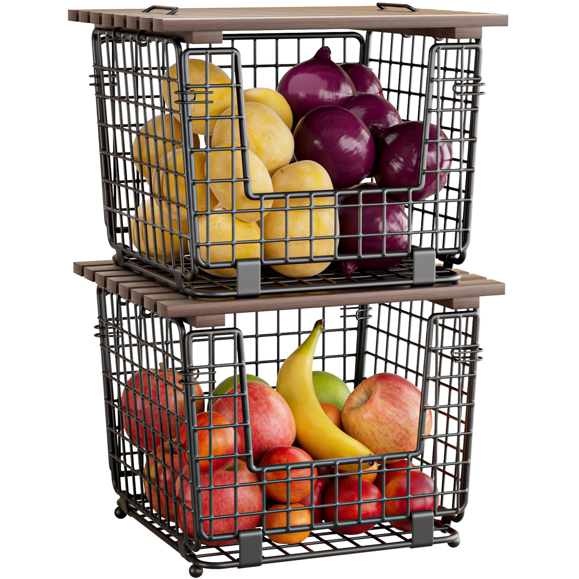 Cesta GGIU de almacenamiento para cocina, apilable, ideal para patatas y verduras.