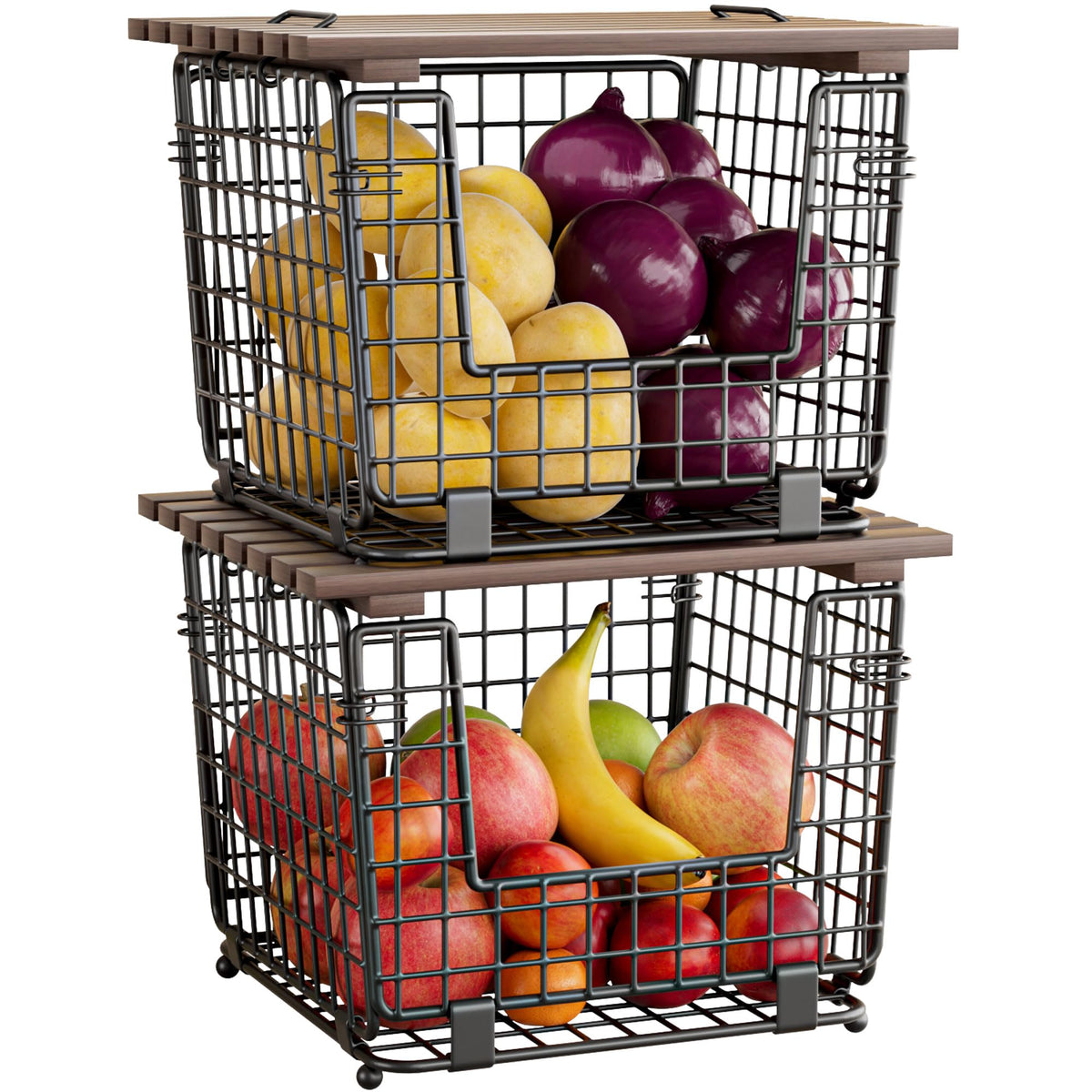 Cesta GGIU de almacenamiento para cocina, apilable, ideal para patatas y verduras.