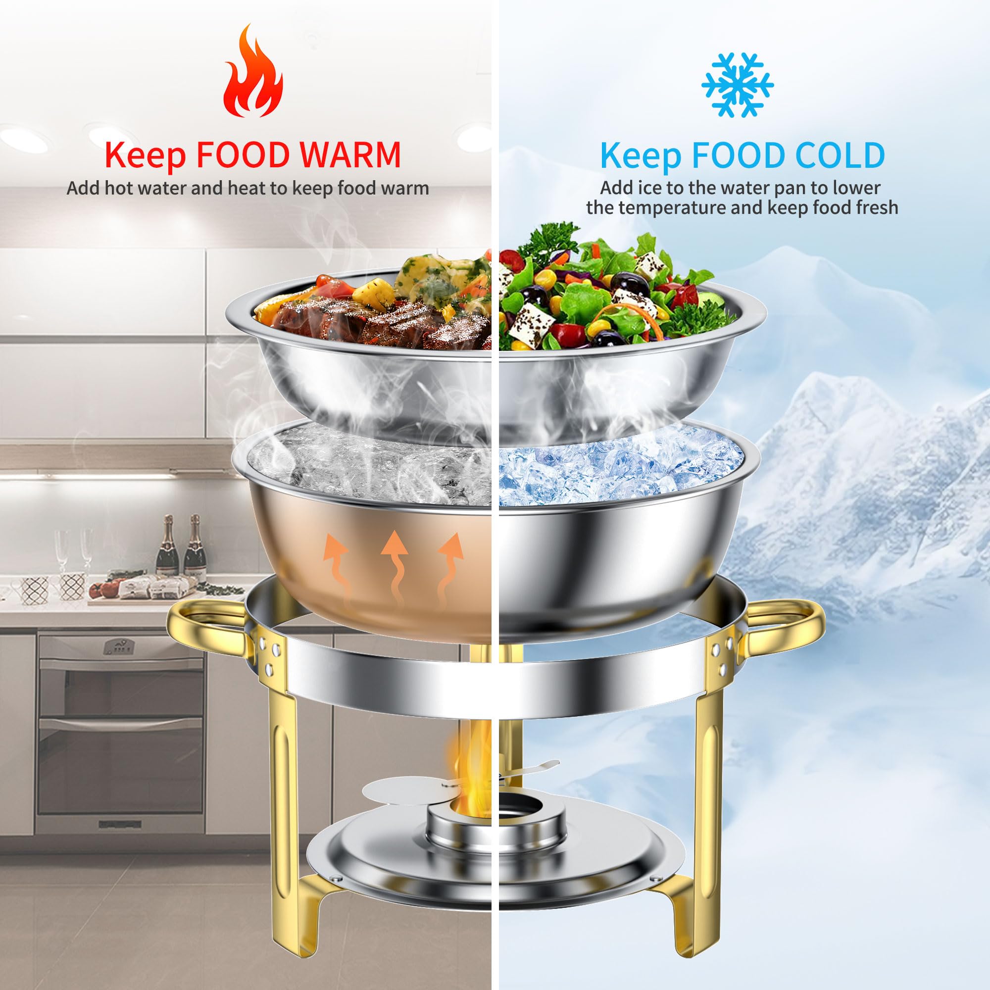 GGIU chafer redondo con tapas, ideal para buffet