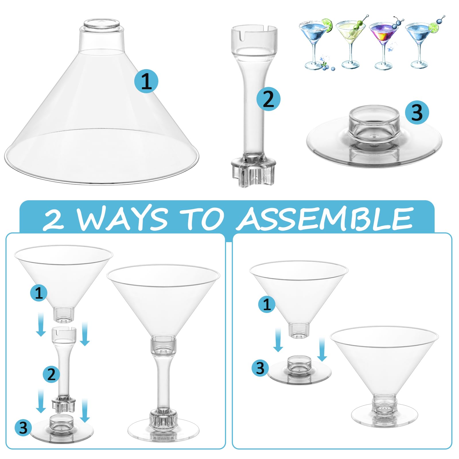GGOLDMER copa martini plástico a prueba de roturas, perfecta para exteriores