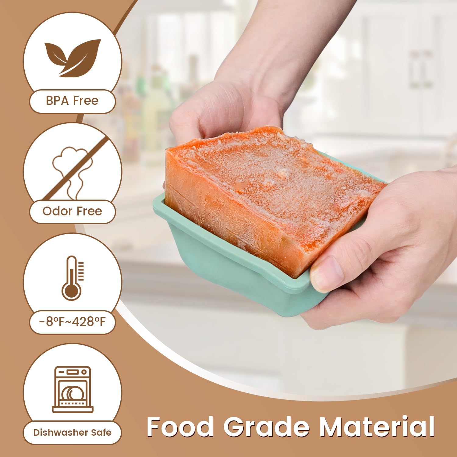GGOW bandeja silicona con medidas 250 ml y 500 ml para control de porciones preciso.