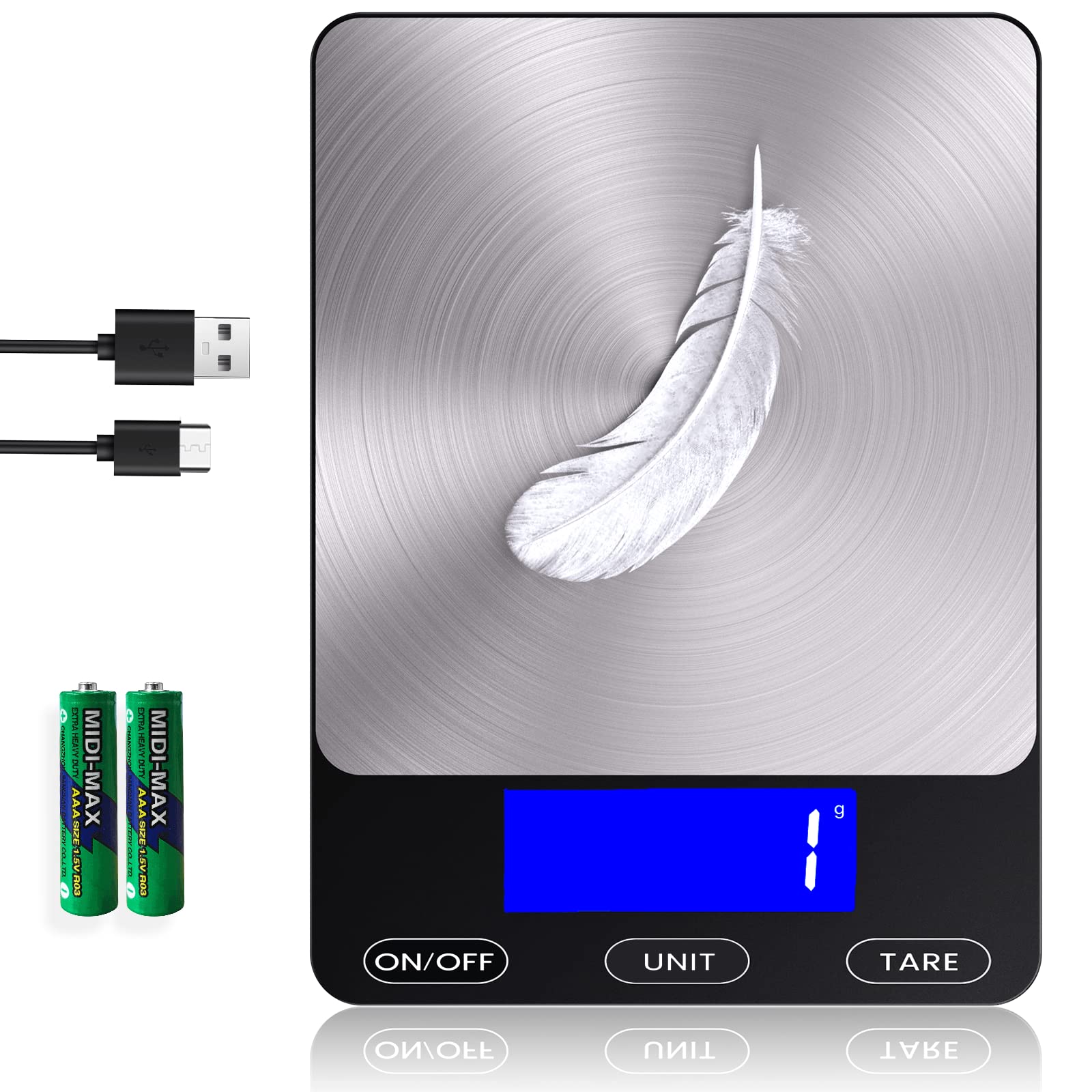 GGQ balanza de cocina digital con panel de acero inoxidable para lecturas precisas.
