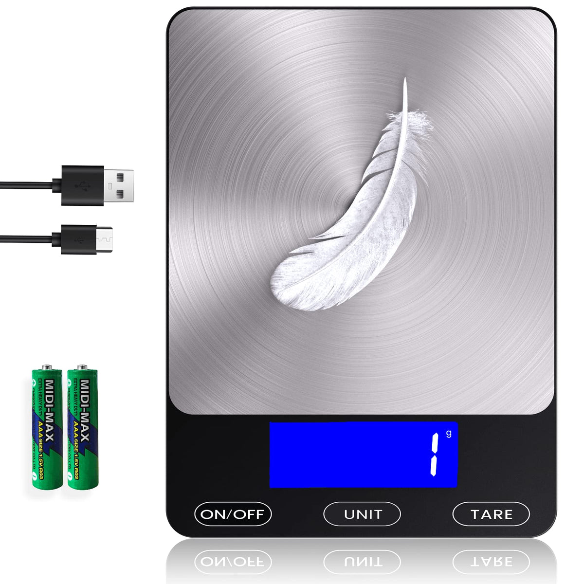 GGQ balanza de cocina digital con panel de acero inoxidable para lecturas precisas.