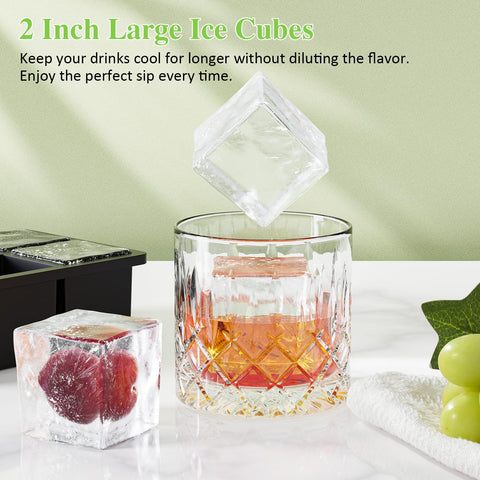 GGUW bandeja hielo silicona desmolde fácil para cubos grandes.
