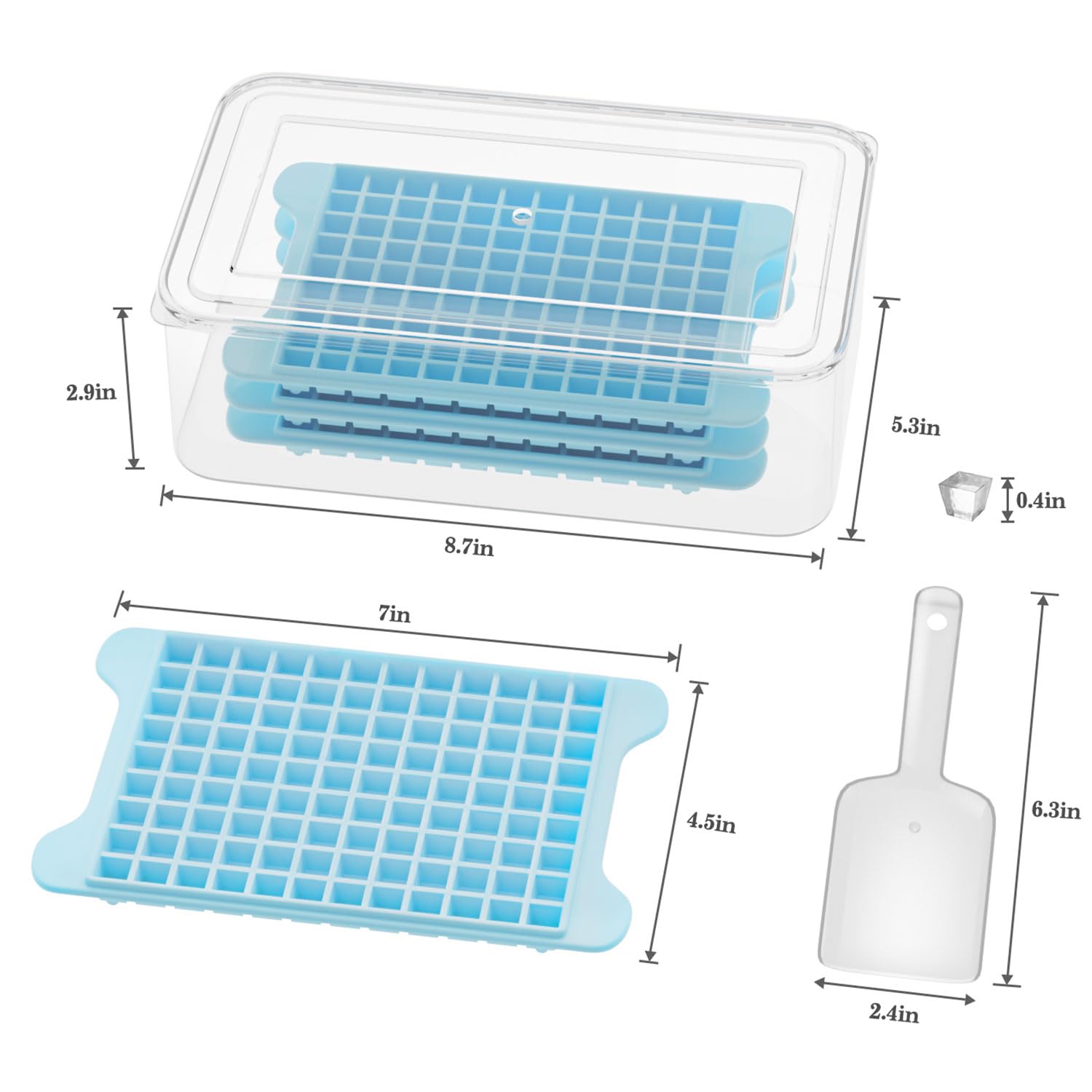 GGUW contenedor almacenamiento hielo para congelador facilita verter cubos sin derrames.