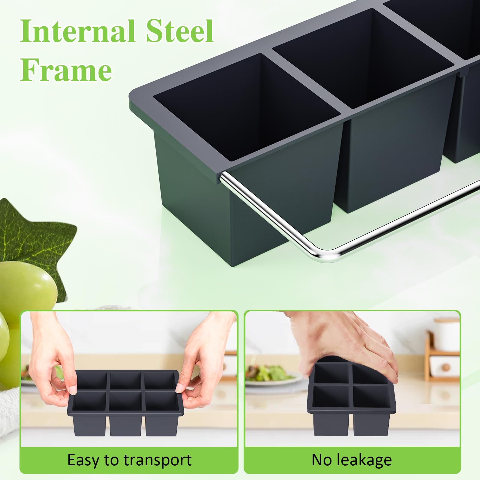 GGUW cubos hielo cuadrados grandes de 2 pulgadas para bebidas frías.