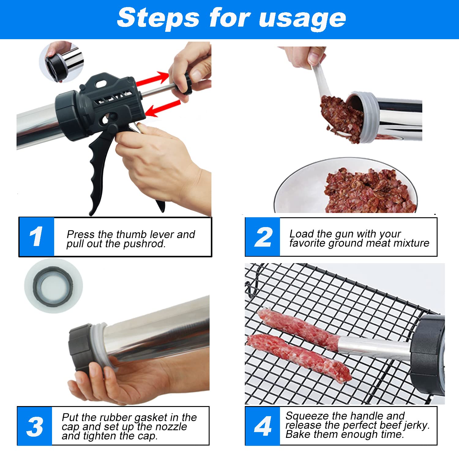 Boquillas para carnes secas de GGYCASE, 5 tipos, acero inoxidable