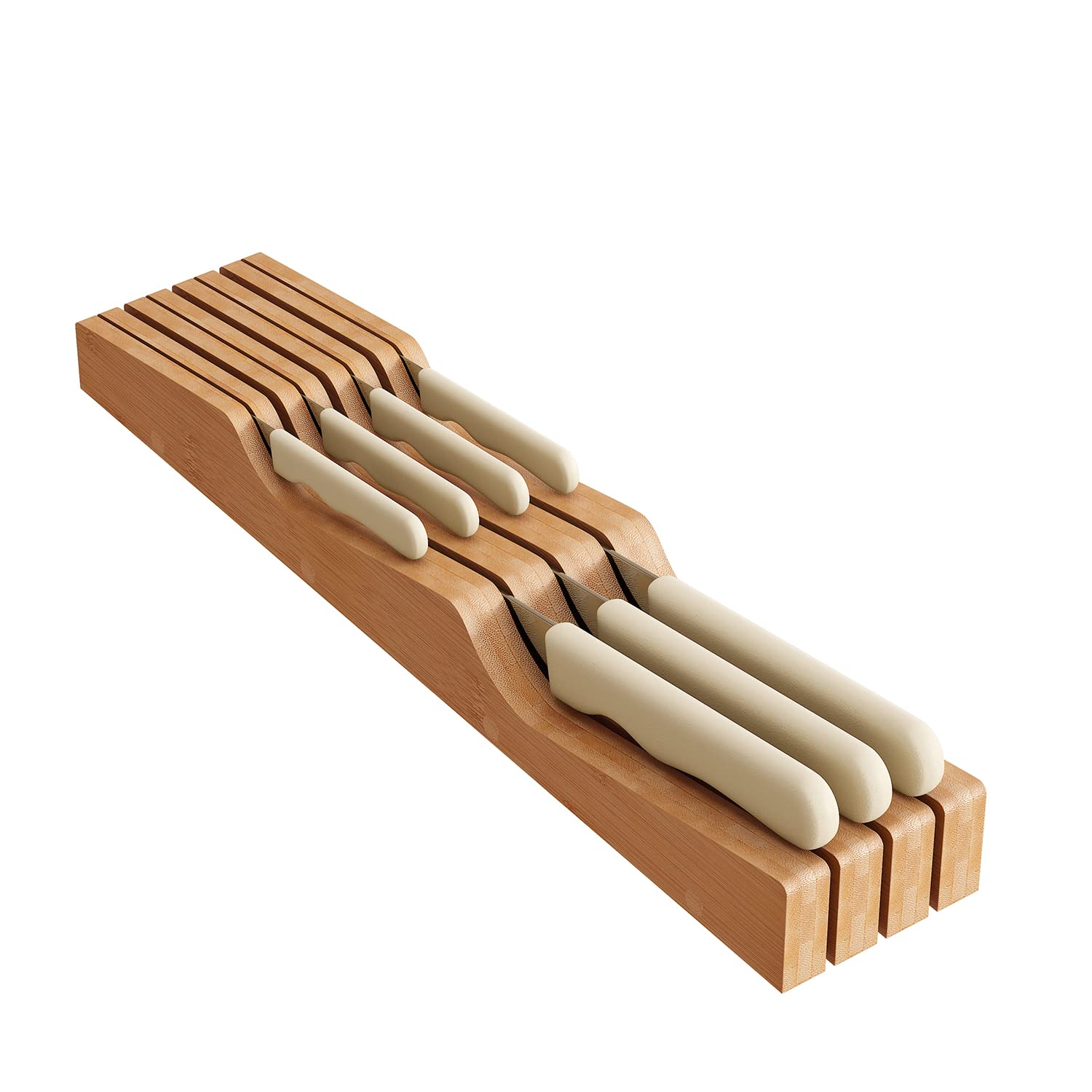 GHWIE organizador-cajon-cuchillos-bambu-natural ahorro de espacio