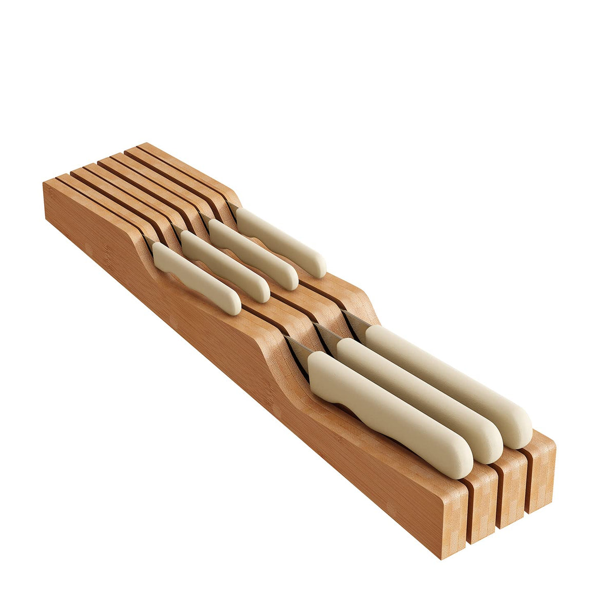 GHWIE organizador-cajon-cuchillos-bambu-natural ahorro de espacio