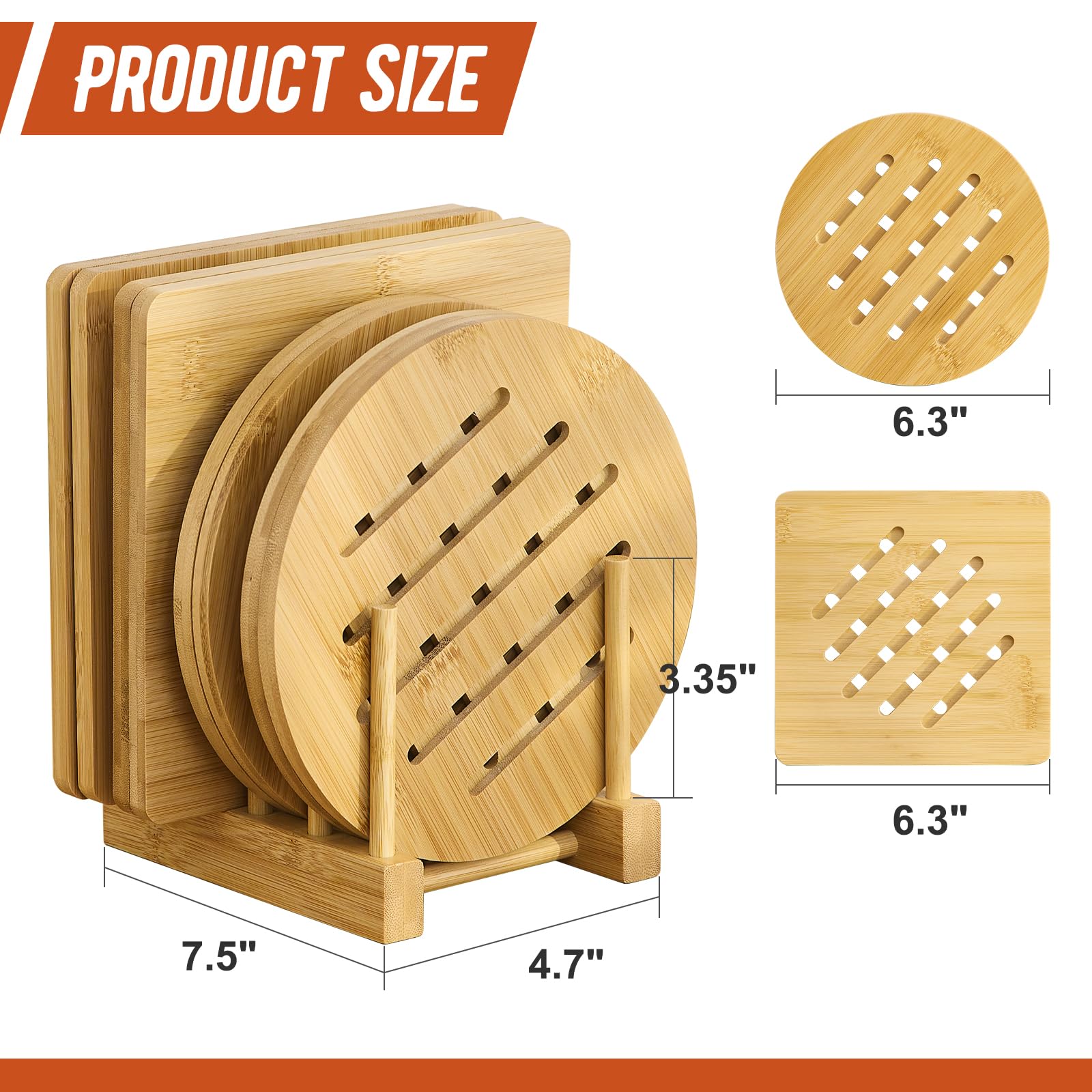GHWIE posavasos de bambú resistente al calor ideal para platos calientes.