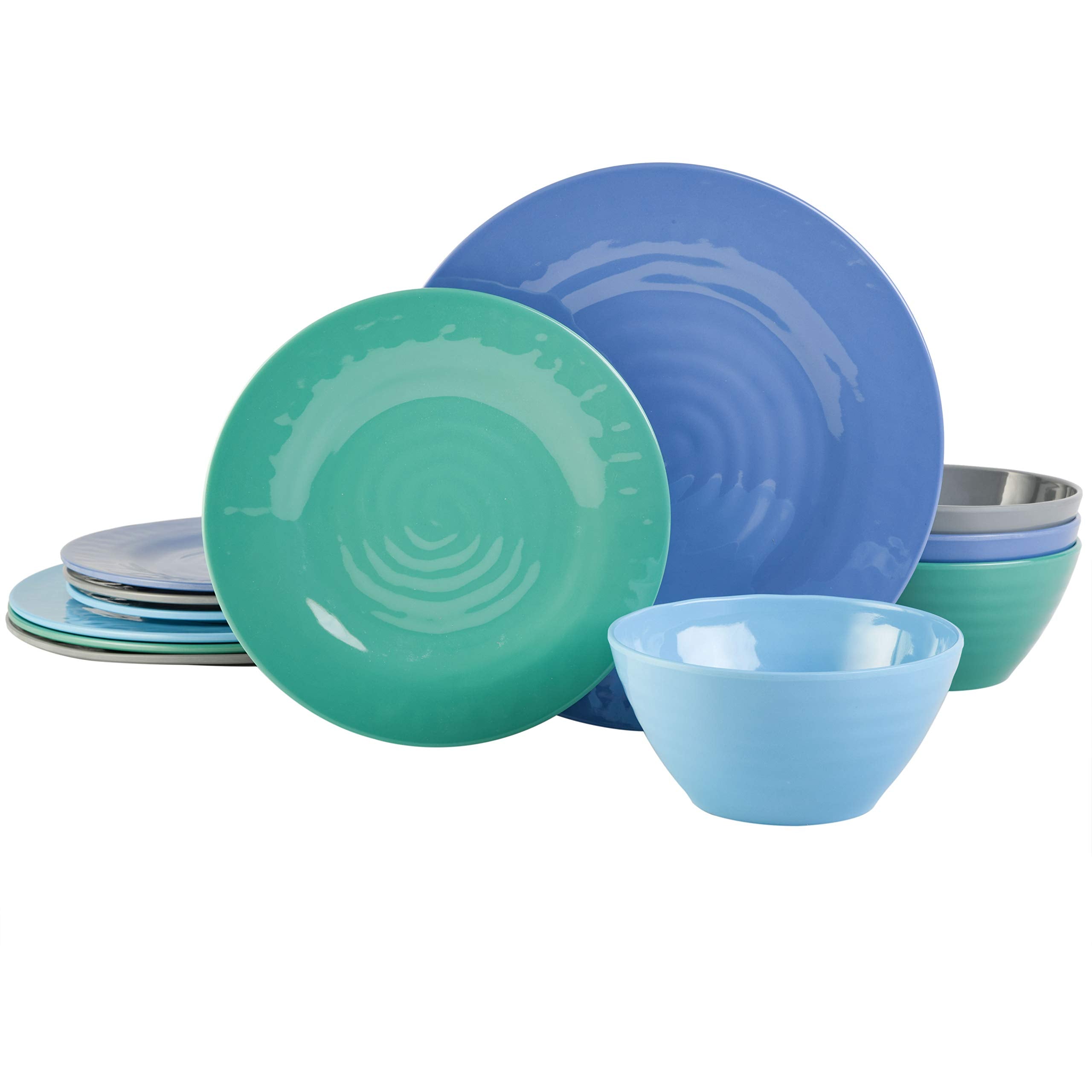 Gibson Home Brist, platos de cena azules, resistentes y aptos para lavavajillas.
