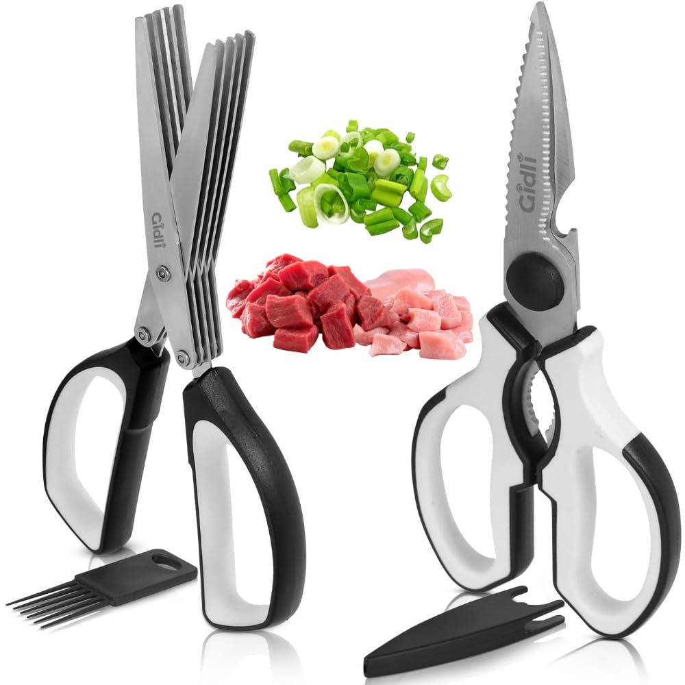 Tijeras de cocina Gidli dos en uno para cortes precisos de hierbas y alimentos