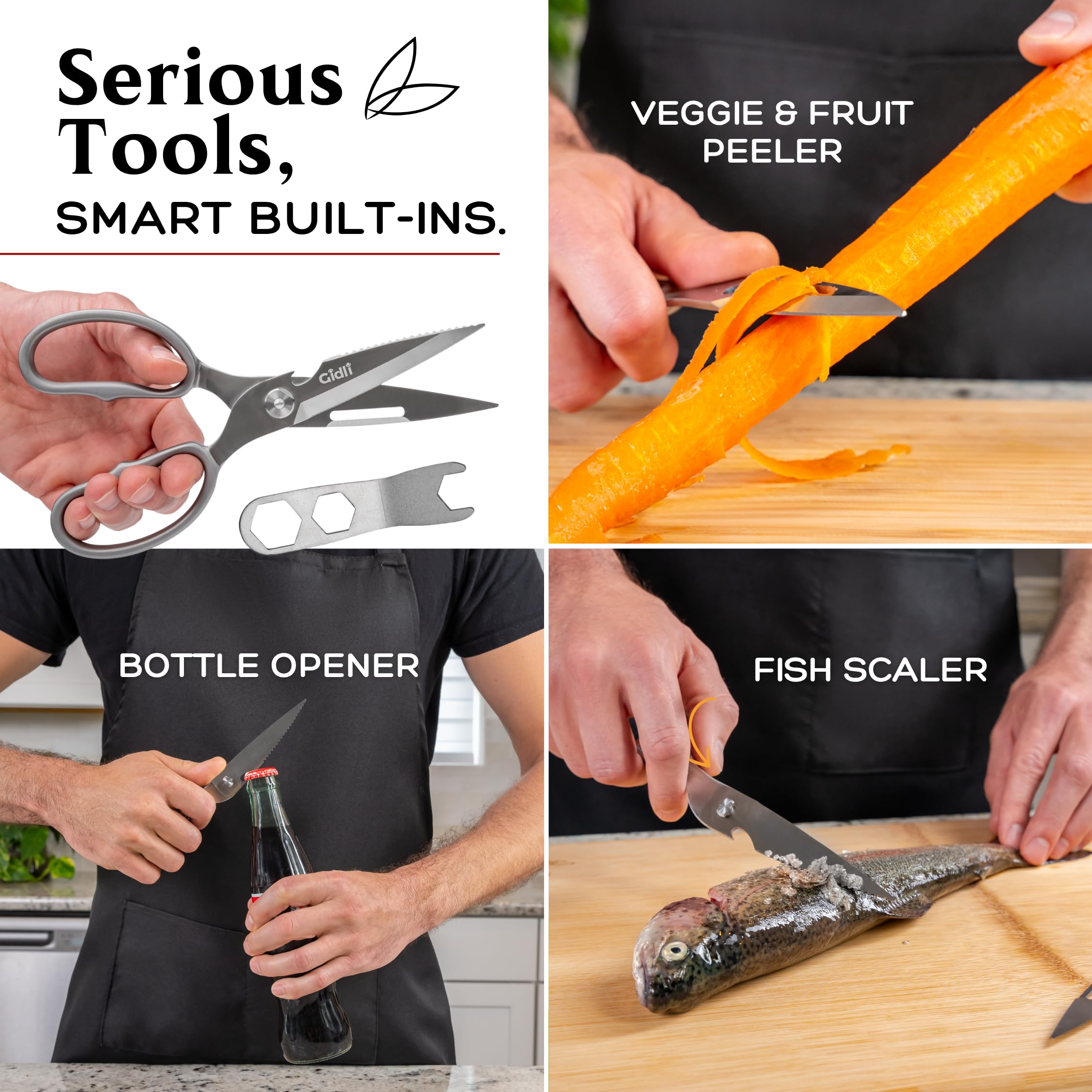 Tijeras Gidli con pelador integrado para verduras rápidas