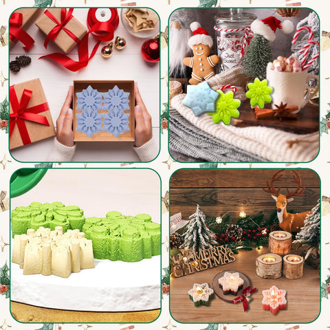 Pasteles mini y decoraciones navideñas con moldes Gieehiol de silicona.
