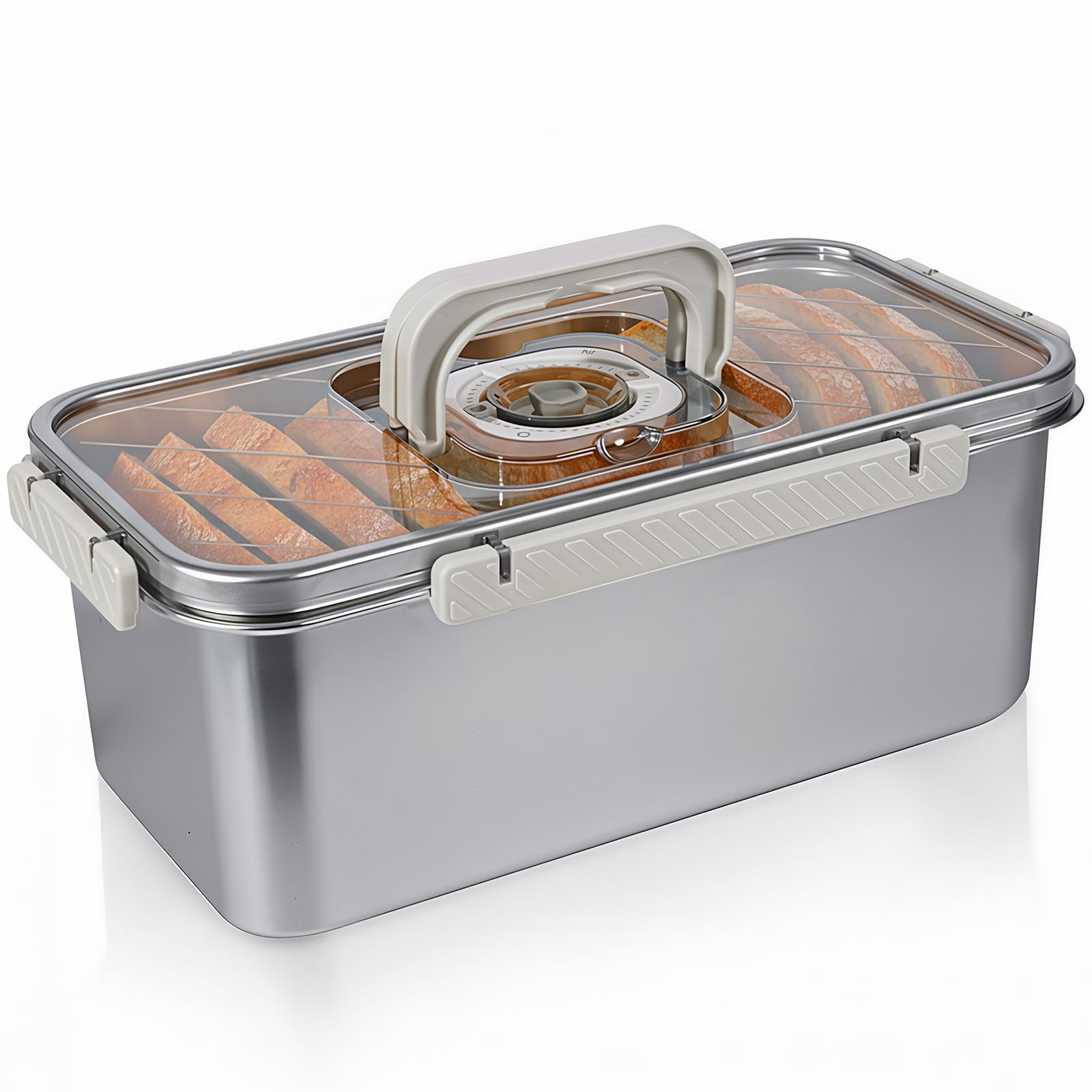 Gifhomfix caja pan 304 inoxidable frontal para conservar pan fresco por más tiempo