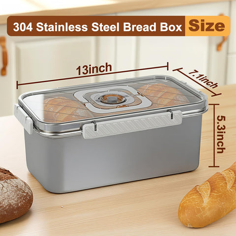 Gifhomfix caja pan 304 inoxidable tapa ergonómica facilita abrir y cerrar
