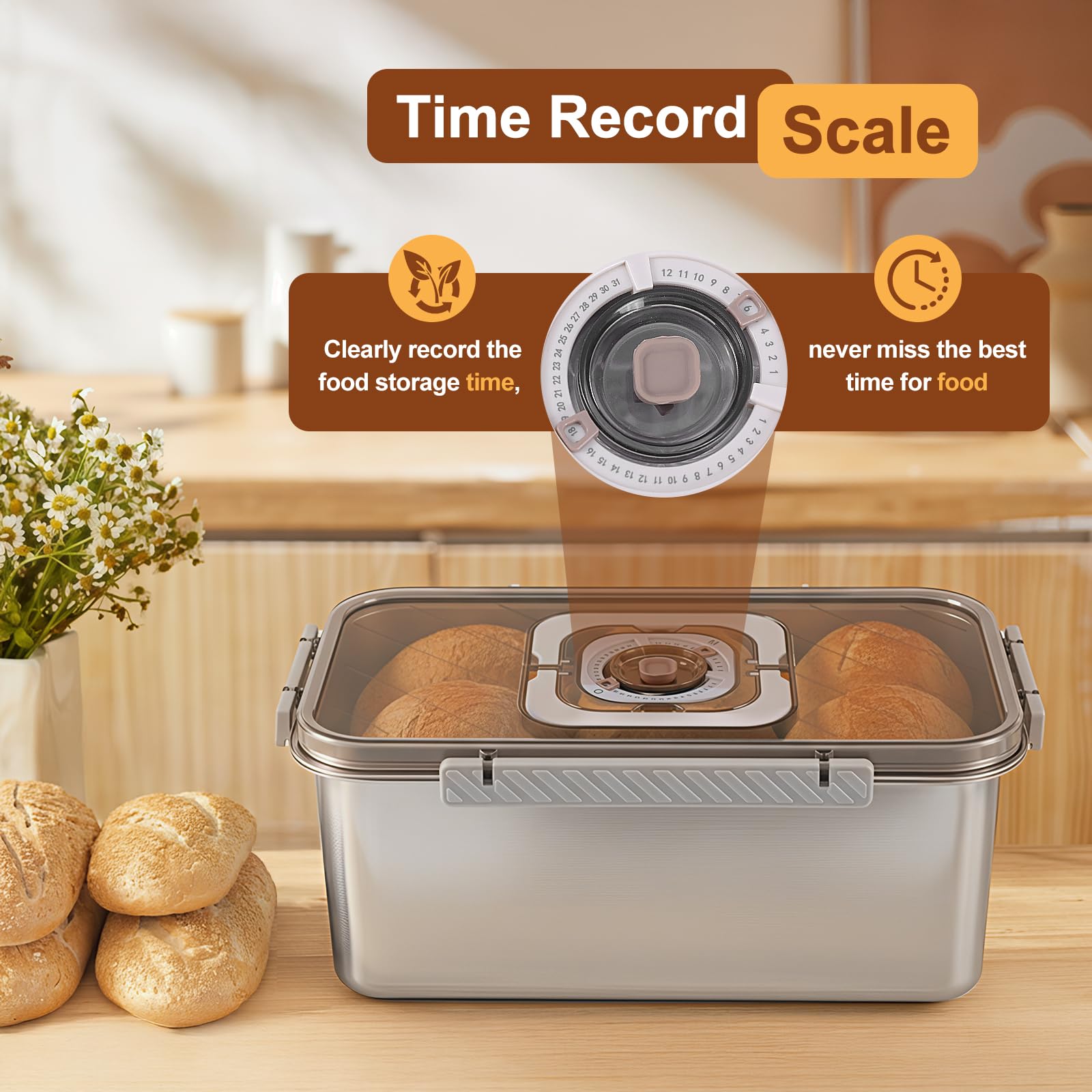Gifhomfix caja pan 304 inoxidable uso versátil para pan, frutas y más