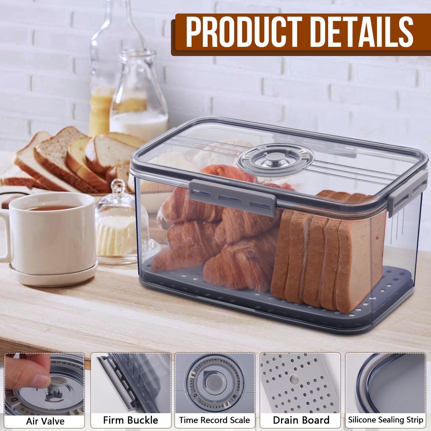 Gifhomfix Panera con tapa transparente permite ver el estado de la comida sin abrir.