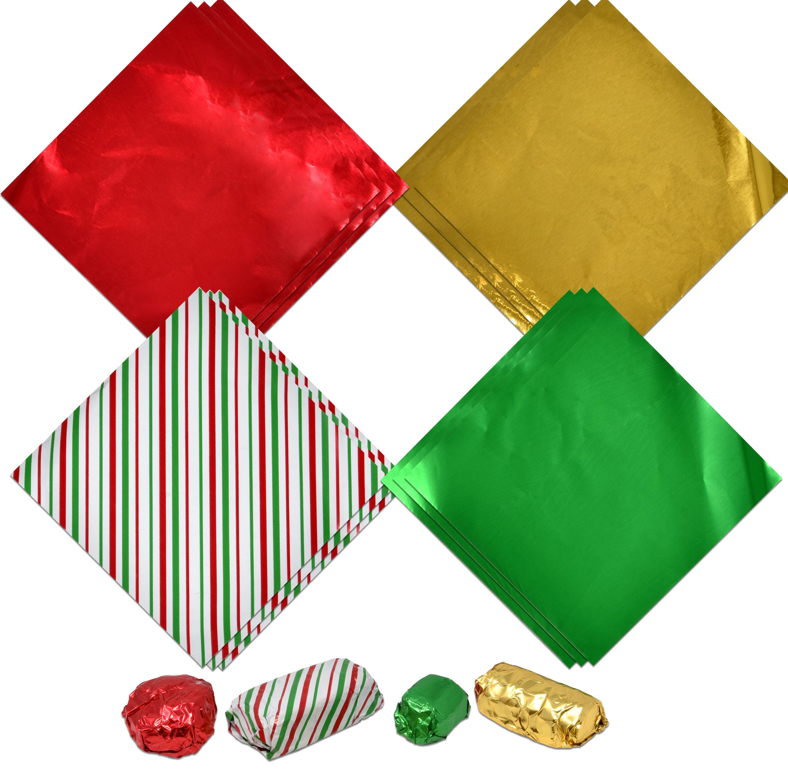 Gift Boutique Envolturas chocolate Navidad, listo para envolver dulces 4x4 pulgadas.