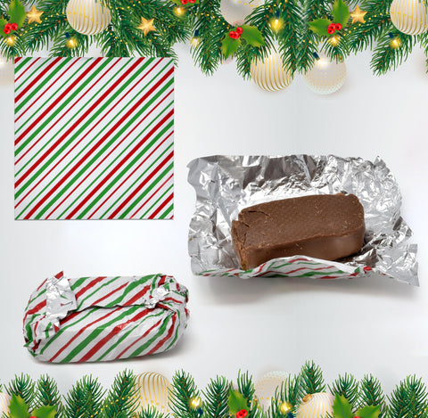 Gift Boutique Envuelve barras chocolate con papel aluminio para presentaciones elegantes.