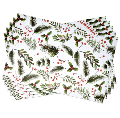 Manteles desechables Gift Boutique con bayas y abeto para fiestas.