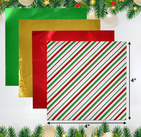 Gift Boutique Papel aluminio dorado rojo verde, envolturas brillantes para regalos.