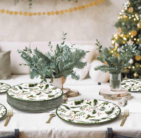 Gift Boutique plato navidad desechable facilita limpieza y más tiempo con familia.