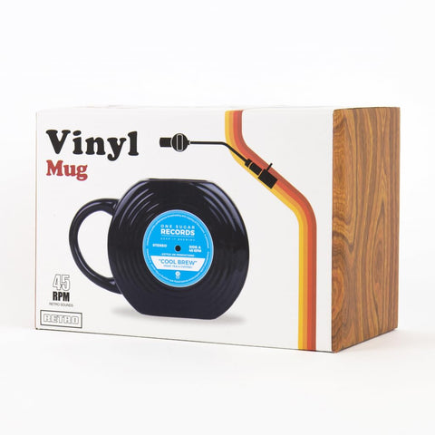 Taza vinilo negra Gift Republic, acabado mate y uso en casa u oficina.