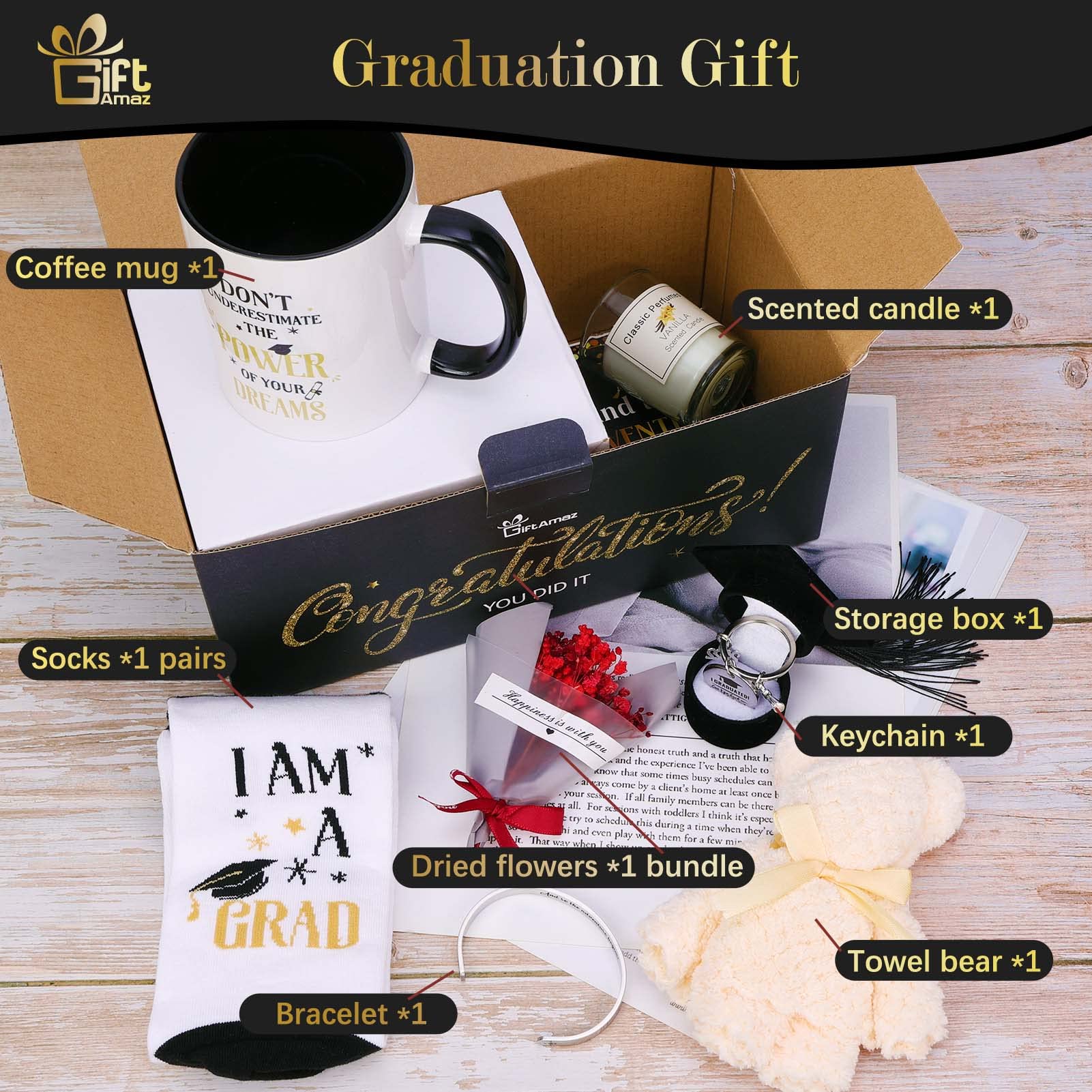 GiftAmaz osito-toalla de graduación, detalle suave y tierno