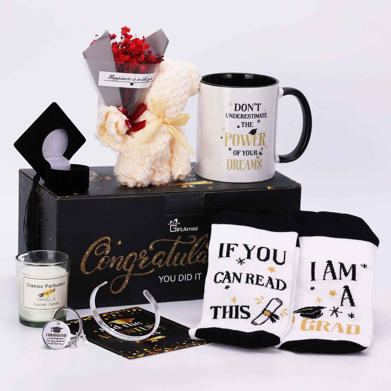 GiftAmaz taza de graduación negro y dorado para usar a diario