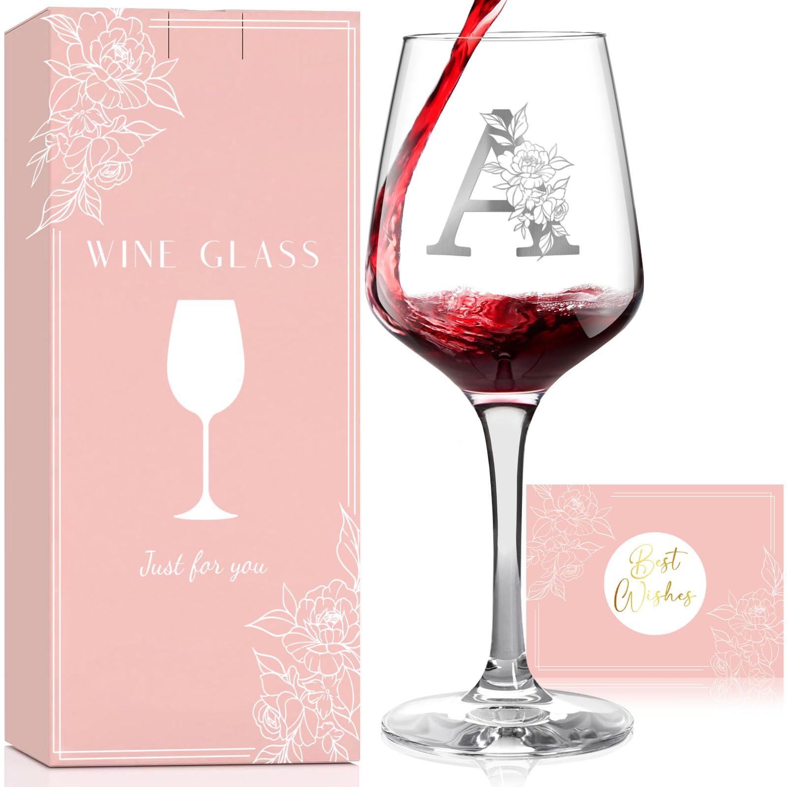 Vaso GiftHarbor de vino monograma para un regalo elegante en cualquier ocasión.