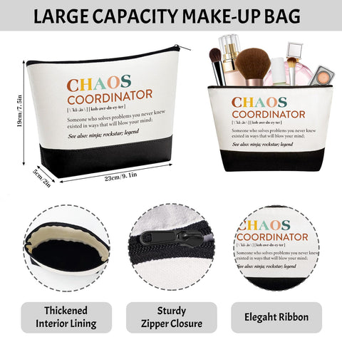 GiftPioneer bolsa maquillaje algodón-lino, ideal para cosméticos y artículos de viaje.