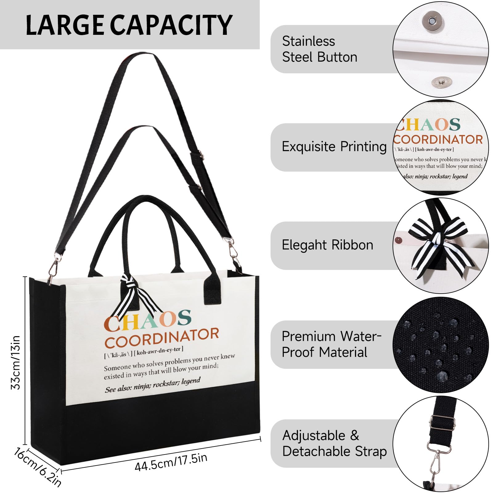 GiftPioneer bolsa tote material alta calidad, duradera para uso diario.