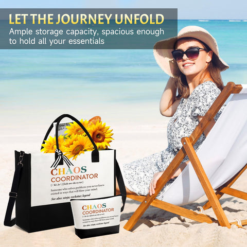 GiftPioneer bolsa tote multiuso, apta para trabajo, viajes y compras.