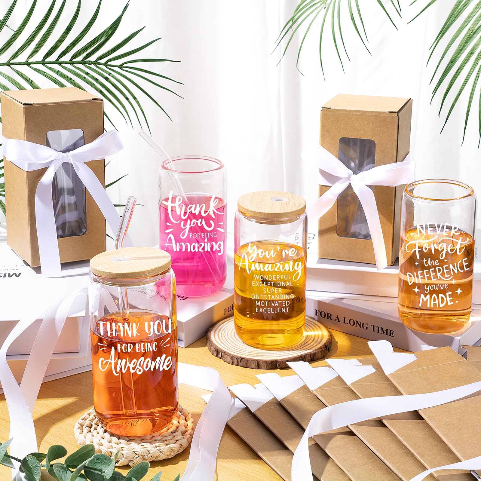 Tapas de bambú GiftPioneer para vaso cristal, mantiene la bebida segura.