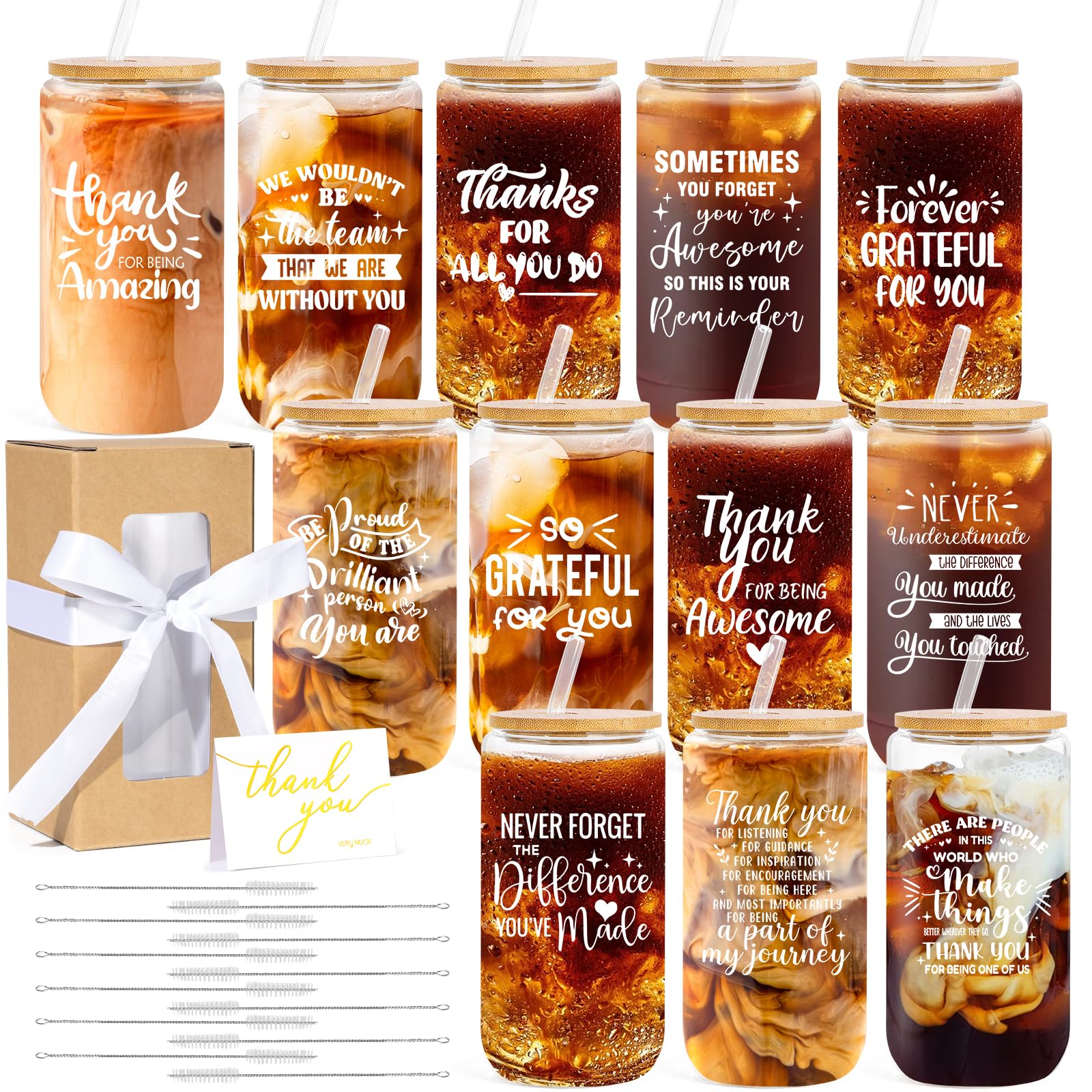 GiftPioneer vaso de vidrio en forma de lata con tapa y sorbete, práctico para bebidas diarias