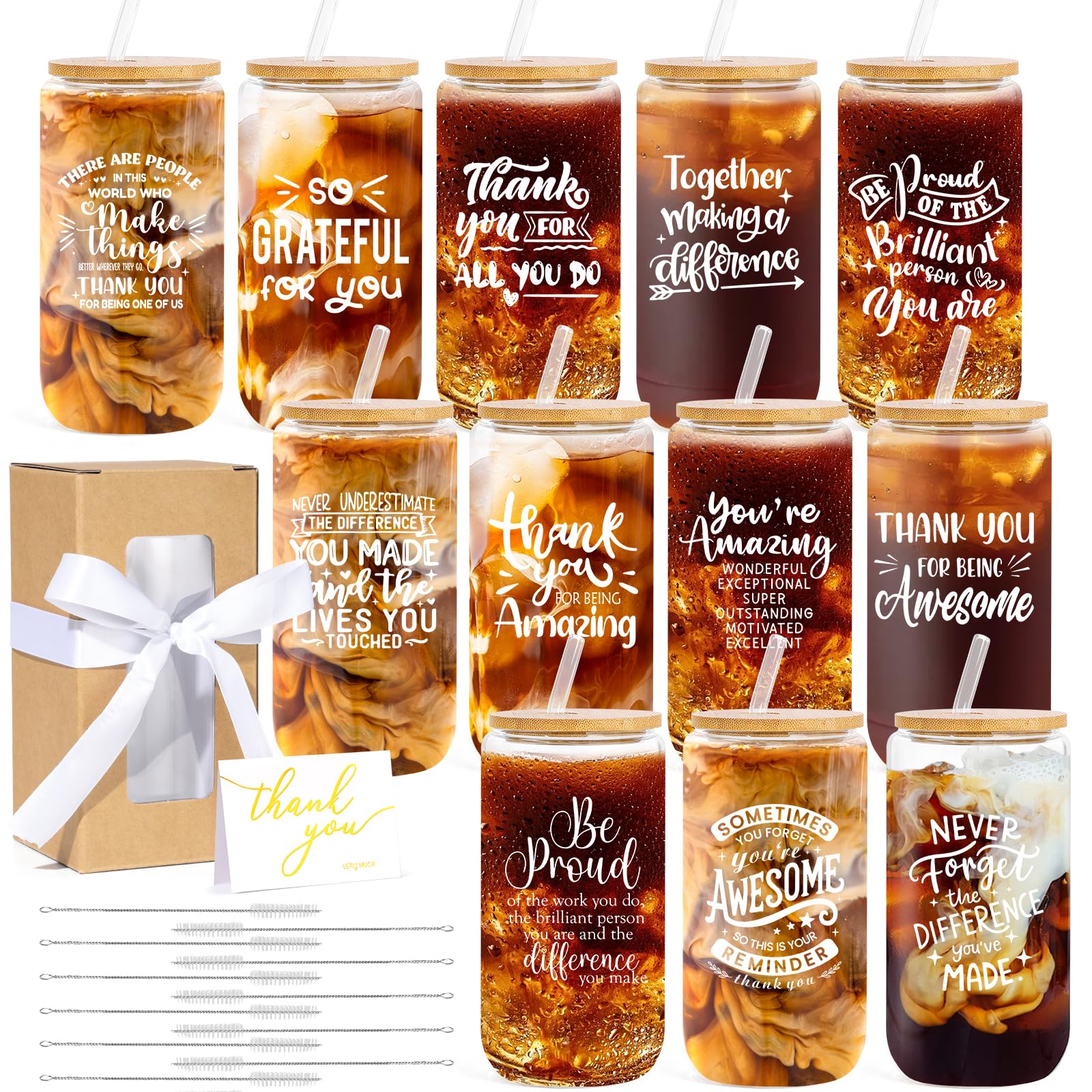 Vaso GiftPioneer de cristal, lata 16 oz con tapa, ideal para llevar bebidas.