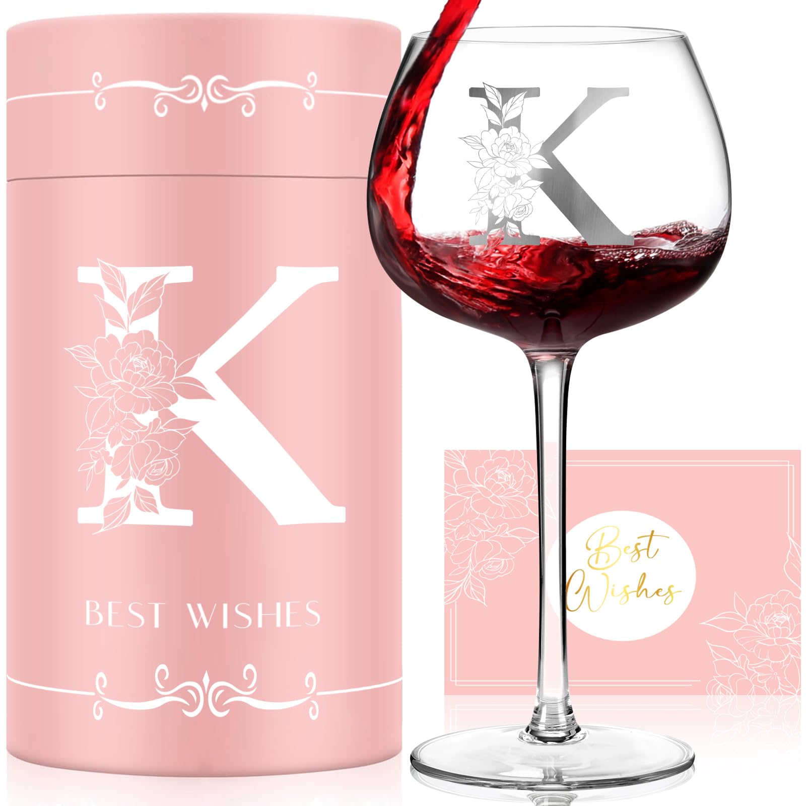 Vaso de vino GiftPioneers con monograma A-Z para momentos elegantes