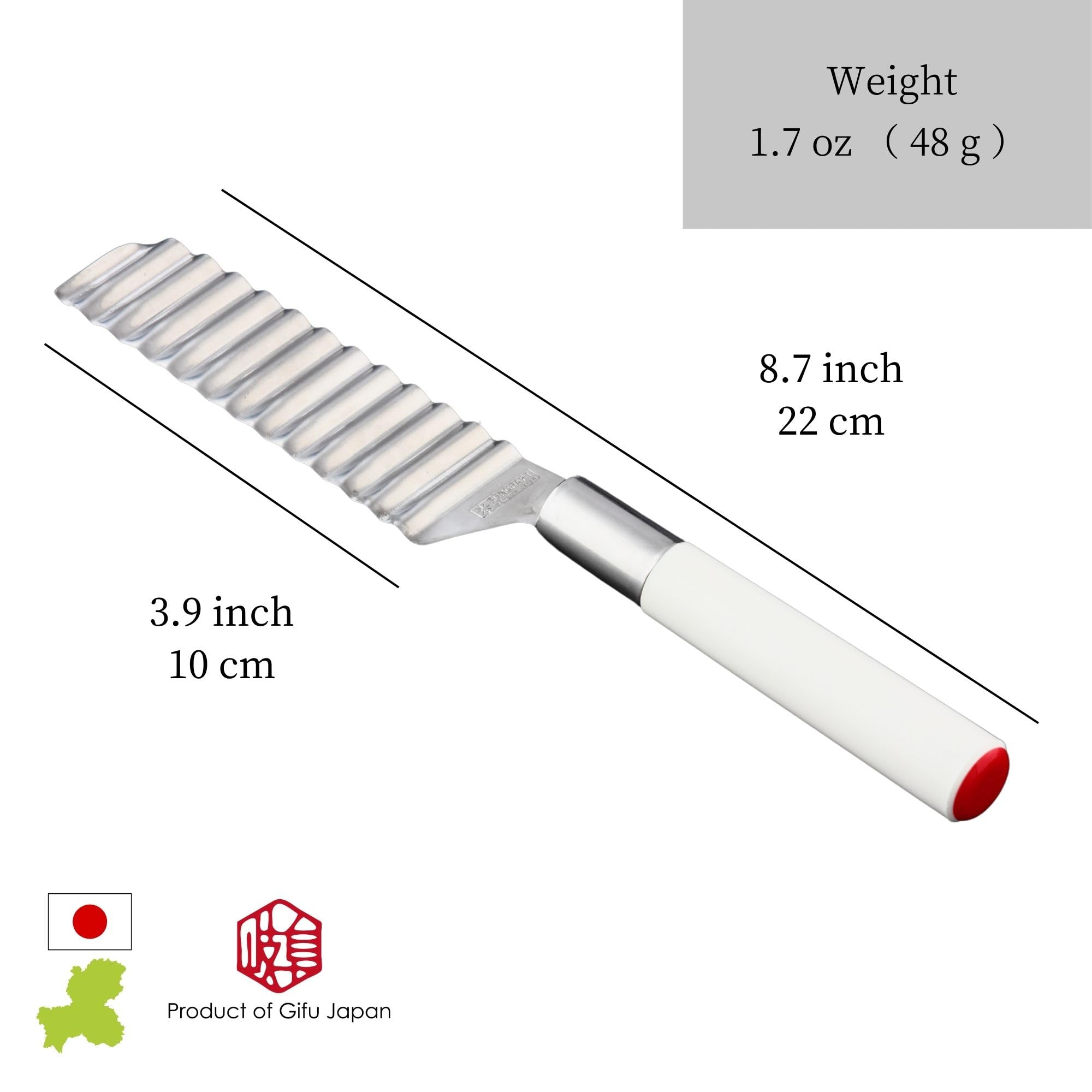 Producto de Gifu Japón: cuchillo ondulado para huevos cocidos con precisión.